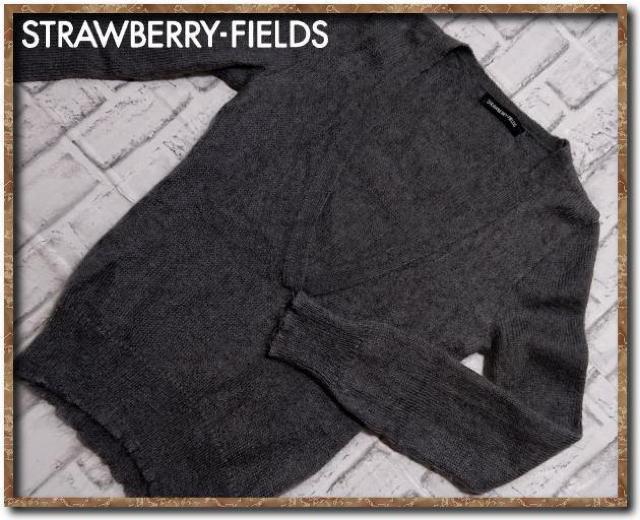 ストロベリーフィールズ Vネックモヘヤニット 濃グレー < ブランド ストロベリーフィールズ Vネックモヘヤニット 濃グレー < ブランドの