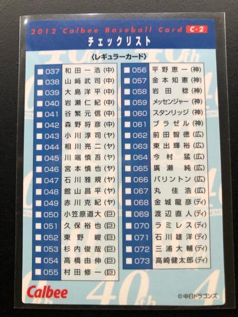 2012カルビー野球第1弾/C-2・中日ドラゴンズ球団史上初セリ−グ連覇・チェックリストカ−ド < トレーディングカード  2012カルビー野球第1弾/C-2・中日ドラゴンズ球団史上初セリ−グ連覇・チェックリストカ−ド < トレーディングカードの