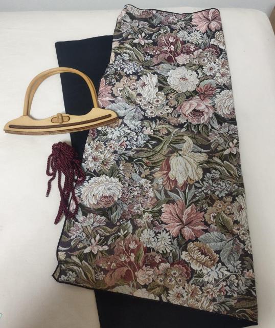 コブラン織り花柄布、木製ハンドル、エンジコード 手作り手提げバッグキット < ペット/手芸/園芸  コブラン織り花柄布、木製ハンドル、エンジコード 手作り手提げバッグキット  < ペット/手芸/園芸の