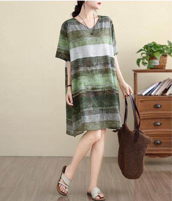 ひざ丈 ワンピース ボーダー柄 グリーン系 大きいサイズ < 女性ファッション  ひざ丈 ワンピース ボーダー柄 グリーン系 大きいサイズ  < 女性ファッションの