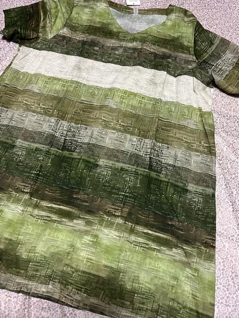 ひざ丈 ワンピース ボーダー柄 グリーン系 大きいサイズ < 女性ファッション  ひざ丈 ワンピース ボーダー柄 グリーン系 大きいサイズ < 女性ファッションの