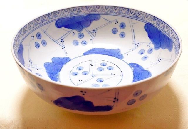 江戸時代? 有田焼 染付輪花 直径24cm 大鉢 盛鉢 < インテリア/ライフ 江戸時代? 有田焼 染付輪花 直径24cm 大鉢 盛鉢 < インテリア/ライフの