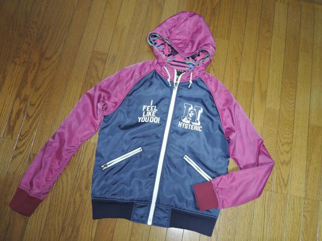 HYSTERIC GLAMOUR ヒステリックグラマー 裏地フリース ナイロン パーカー ジャケット M 紺 ガール柄 < ブランド  HYSTERIC GLAMOUR ヒステリックグラマー 裏地フリース ナイロン パーカー ジャケット M 紺 ガール柄 < ブランドの