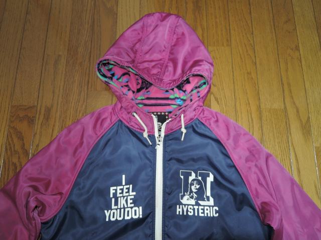 HYSTERIC GLAMOUR ヒステリックグラマー 裏地フリース ナイロン パーカー ジャケット M 紺 ガール柄 < ブランド  HYSTERIC GLAMOUR ヒステリックグラマー 裏地フリース ナイロン パーカー ジャケット M 紺 ガール柄 < ブランドの