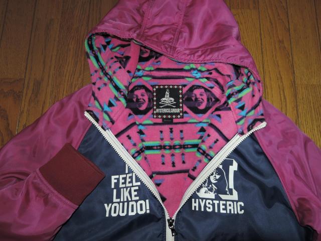 HYSTERIC GLAMOUR ヒステリックグラマー 裏地フリース ナイロン パーカー ジャケット M 紺 ガール柄 < ブランド  HYSTERIC GLAMOUR ヒステリックグラマー 裏地フリース ナイロン パーカー ジャケット M 紺 ガール柄 < ブランドの
