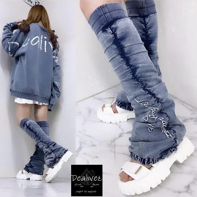 NEW最新Dealivez デニム レッグウォーマー ロゴ刺繍 美脚 脚長効果抜群 < 女性ファッション  NEW最新Dealivez デニム レッグウォーマー ロゴ刺繍 美脚 脚長効果抜群 < 女性ファッションの