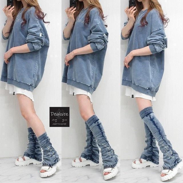 NEW最新Dealivez デニム レッグウォーマー ロゴ刺繍 美脚 脚長効果抜群 < 女性ファッション  NEW最新Dealivez デニム レッグウォーマー ロゴ刺繍 美脚 脚長効果抜群 < 女性ファッションの