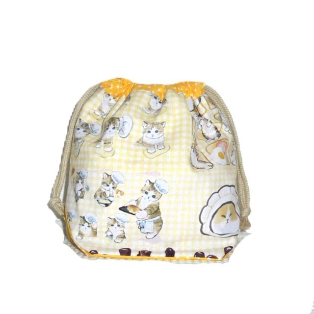 【底マチ幅広巾着】◆もふさんど◆猫のパン屋さん◆裏地あり巾着 < 女性ファッション 【底マチ幅広巾着】◆もふさんど◆猫のパン屋さん◆裏地あり巾着 < 女性ファッションの