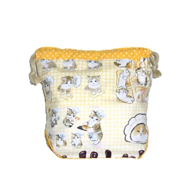 【底マチ幅広巾着】◆もふさんど◆猫のパン屋さん◆裏地あり巾着 < 女性ファッション 【底マチ幅広巾着】◆もふさんど◆猫のパン屋さん◆裏地あり巾着 < 女性ファッションの