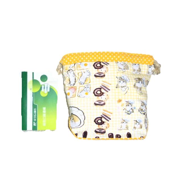 【底マチ幅広巾着】◆もふさんど◆猫のパン屋さん◆裏地あり巾着 < 女性ファッション 【底マチ幅広巾着】◆もふさんど◆猫のパン屋さん◆裏地あり巾着 < 女性ファッションの