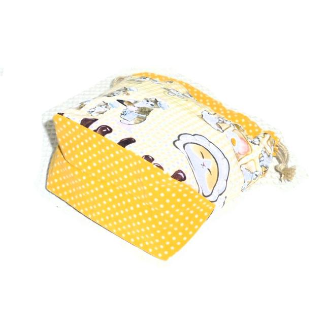 【底マチ幅広巾着】◆もふさんど◆猫のパン屋さん◆裏地あり巾着 < 女性ファッション 【底マチ幅広巾着】◆もふさんど◆猫のパン屋さん◆裏地あり巾着 < 女性ファッションの