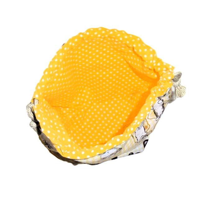 【底マチ幅広巾着】◆もふさんど◆猫のパン屋さん◆裏地あり巾着 < 女性ファッション 【底マチ幅広巾着】◆もふさんど◆猫のパン屋さん◆裏地あり巾着 < 女性ファッションの