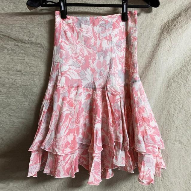 新品 an’geアンジェ シルク 絹 フラワー花柄 フレアスカート ピンク 1 < 女性ファッション 新品 an’geアンジェ シルク 絹 フラワー花柄 フレアスカート ピンク 1 < 女性ファッションの