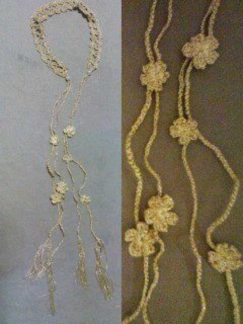 手編みゴールドのチョーカー 小花モチーフ付 < 女性アクセサリー/時計  手編みゴールドのチョーカー 小花モチーフ付 < 女性アクセサリー/時計の