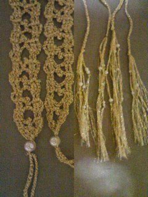 手編みゴールドのチョーカー 小花モチーフ付 < 女性アクセサリー/時計  手編みゴールドのチョーカー 小花モチーフ付 < 女性アクセサリー/時計の