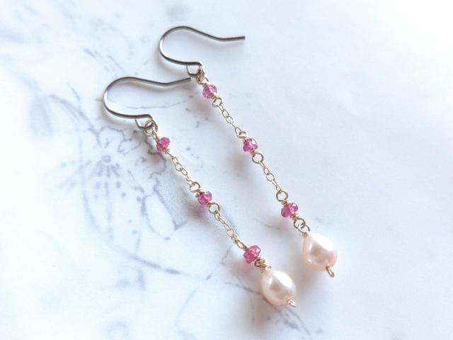 14kgf*ドロップパールとルビーのピアス*22081 < 女性アクセサリー/時計 14kgf*ドロップパールとルビーのピアス*22081 < 女性アクセサリー/時計の