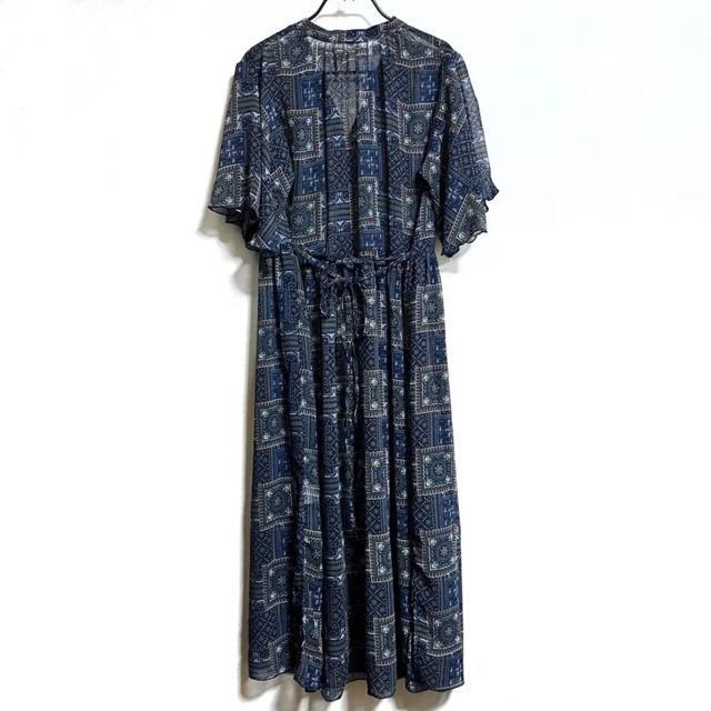 【美品】シフォンガウンワンピース/GLOBAL WORK/ネイビー/M < 女性ファッション  【美品】シフォンガウンワンピース/GLOBAL WORK/ネイビー/M < 女性ファッションの