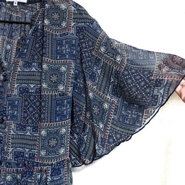 【美品】シフォンガウンワンピース/GLOBAL WORK/ネイビー/M < 女性ファッション  【美品】シフォンガウンワンピース/GLOBAL WORK/ネイビー/M < 女性ファッションの
