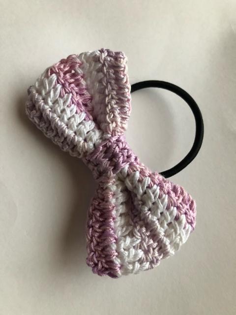 ハンドメイド ヘアゴム リボン レース糸 パープル グラデーション ガーリー < 女性ファッション  ハンドメイド ヘアゴム リボン レース糸 パープル グラデーション ガーリー < 女性ファッションの