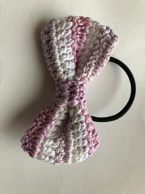 ハンドメイド ヘアゴム リボン レース糸 パープル グラデーション ガーリー < 女性ファッション  ハンドメイド ヘアゴム リボン レース糸 パープル グラデーション ガーリー < 女性ファッションの