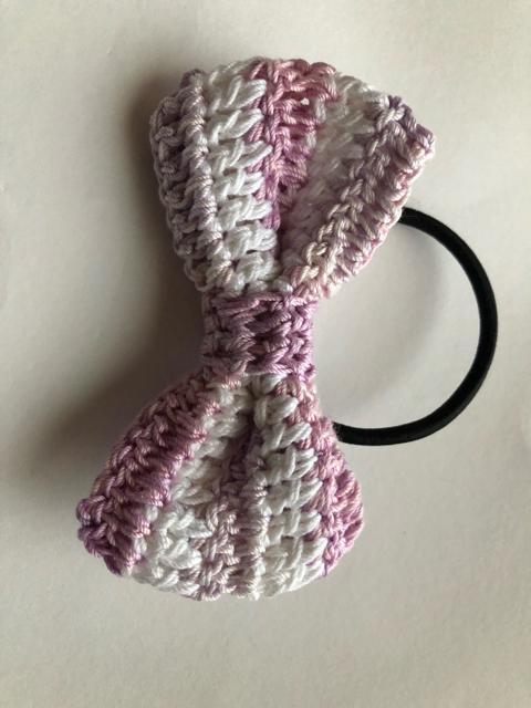 ハンドメイド ヘアゴム リボン レース糸 パープル グラデーション ガーリー < 女性ファッション  ハンドメイド ヘアゴム リボン レース糸 パープル グラデーション ガーリー < 女性ファッションの