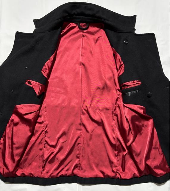 NO ID. ノーアイディー 定価4万円程 革 レザー 付き 起毛 ウール ピーコート ジャケット 2 ライダース ドメス ロック < ブランド NO ID. ノーアイディー 定価4万円程 革 レザー 付き 起毛 ウール ピーコート ジャケット 2 ライダース ドメス ロック < ブランドの