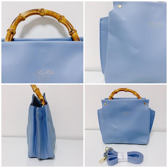 バンブーワンハンドルハンドバッグ3wayストームブルーくすみ青 < 女性ファッション バンブーワンハンドルハンドバッグ3wayストームブルーくすみ青 < 女性ファッションの