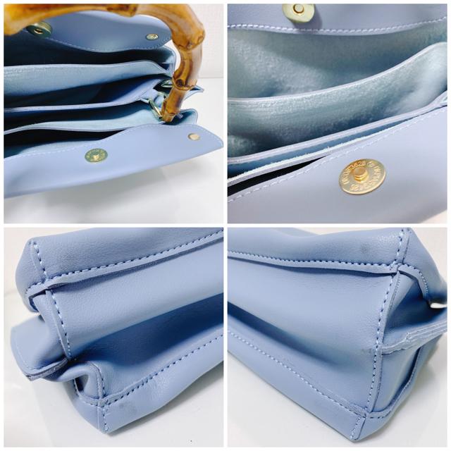 バンブーワンハンドルハンドバッグ3wayストームブルーくすみ青 < 女性ファッション バンブーワンハンドルハンドバッグ3wayストームブルーくすみ青 < 女性ファッションの