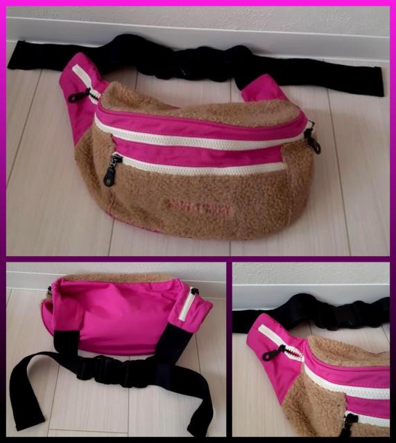 DOUBLE NAME ダブルネーム◆ピンク×ベージュボア ウエストバッグ ポーチ ボディバッグ ユニセックス < ブランド DOUBLE NAME ダブルネーム◆ピンク×ベージュボア ウエストバッグ ポーチ ボディバッグ ユニセックス < ブランドの