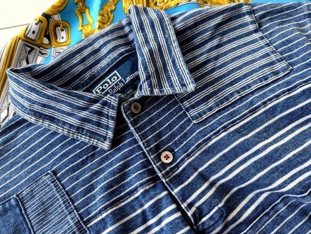 RALPH LAUREN/ラルフローレン/ポロシャツ/パッチワーク/インディゴ/サイズL/オールドタグ/ヴィンテージ/レア稀少 < ブランド  RALPH LAUREN/ラルフローレン/ポロシャツ/パッチワーク/インディゴ/サイズL/オールドタグ/ヴィンテージ/レア稀少 < ブランドの