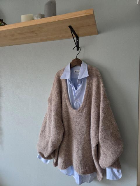 Rafnsfニット★ふわふわベージュブラウンのゆったりニット < 女性ファッション Rafnsfニット★ふわふわベージュブラウンのゆったりニット < 女性ファッションの