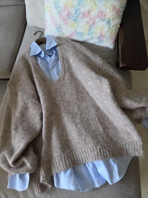 Rafnsfニット★ふわふわベージュブラウンのゆったりニット < 女性ファッション Rafnsfニット★ふわふわベージュブラウンのゆったりニット < 女性ファッションの