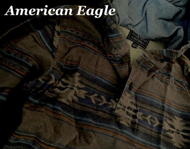 【American Eagle】アメリカンイーグル Vintage Washed プルオーバーネルシャツ US−L(XL)パーカー < ブランド 【American Eagle】アメリカンイーグル Vintage Washed プルオーバーネルシャツ US−L(XL)パーカー < ブランドの