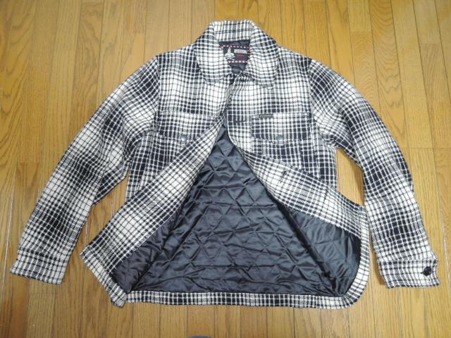 HYSTERIC GLAMOUR ヒステリックグラマー チェック柄 ウール混 ジャケット S 黒白系 ワークJKT キルティング < ブランド  HYSTERIC GLAMOUR ヒステリックグラマー チェック柄 ウール混 ジャケット S 黒白系 ワークJKT キルティング < ブランドの