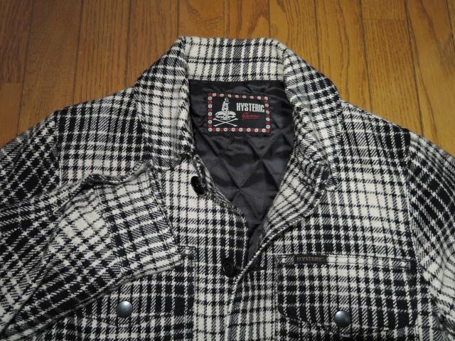 HYSTERIC GLAMOUR ヒステリックグラマー チェック柄 ウール混 ジャケット S 黒白系 ワークJKT キルティング < ブランド  HYSTERIC GLAMOUR ヒステリックグラマー チェック柄 ウール混 ジャケット S 黒白系 ワークJKT キルティング < ブランドの
