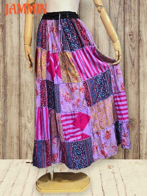 パッチワークロングスカート アジアン エスニック ヒッピー パッチワーク < 女性ファッション  パッチワークロングスカート アジアン エスニック ヒッピー パッチワーク < 女性ファッションの