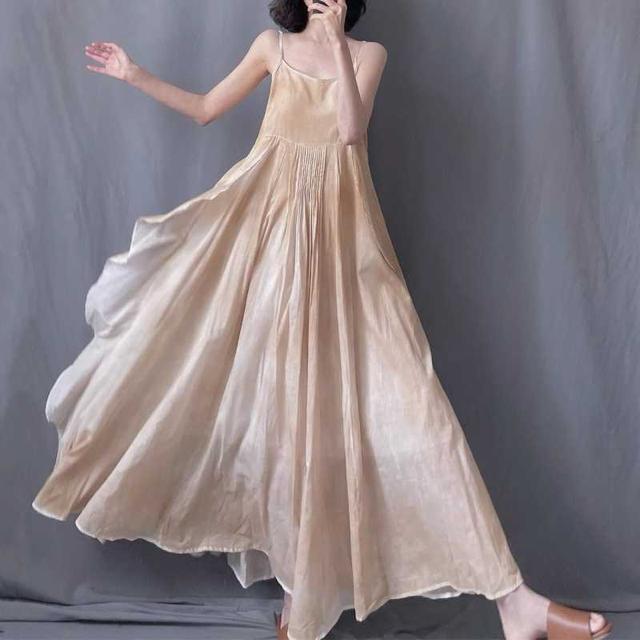 キャミーワンピース ロング フレア ベージュ系 大きいサイズ < 女性ファッション  キャミーワンピース ロング フレア ベージュ系 大きいサイズ  < 女性ファッションの