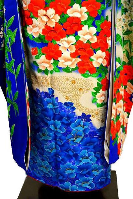 振袖 長襦袢セット 最高級 美品 暈し染め 金彩 金箔 金駒シシュウ 観世水 花柄 身丈156.5cm 裄丈63cm T3619 < 女性ファッション  振袖 長襦袢セット 最高級 美品 暈し染め 金彩 金箔 金駒シシュウ 観世水 花柄 身丈156.5cm 裄丈63cm T3619 < 女性ファッションの