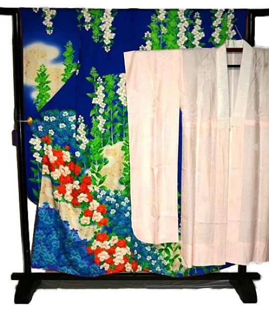 振袖 長襦袢セット 最高級 美品 暈し染め 金彩 金箔 金駒シシュウ 観世水 花柄 身丈156.5cm 裄丈63cm T3619 < 女性ファッション  振袖 長襦袢セット 最高級 美品 暈し染め 金彩 金箔 金駒シシュウ 観世水 花柄 身丈156.5cm 裄丈63cm T3619 < 女性ファッションの