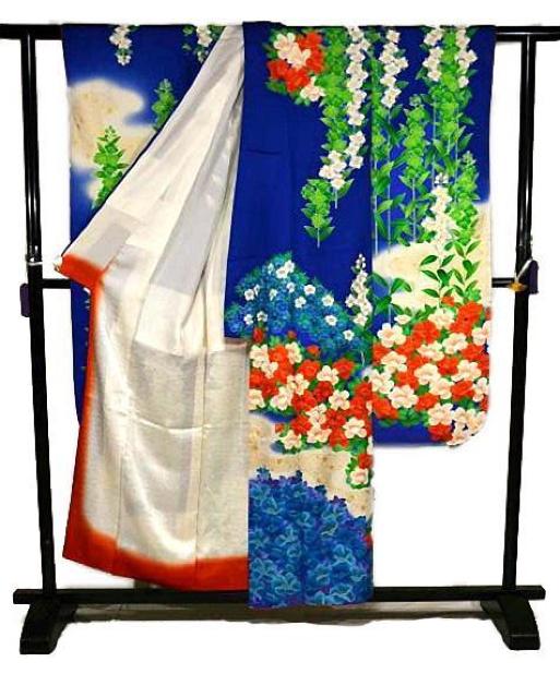 振袖 長襦袢セット 最高級 美品 暈し染め 金彩 金箔 金駒シシュウ 観世水 花柄 身丈156.5cm 裄丈63cm T3619 < 女性ファッション  振袖 長襦袢セット 最高級 美品 暈し染め 金彩 金箔 金駒シシュウ 観世水 花柄 身丈156.5cm 裄丈63cm T3619 < 女性ファッションの