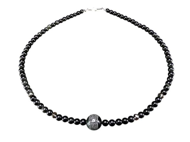 心経彫り銀文字オブシディアン14mm6mm茶水晶ボタン天然石ネックレス < 女性アクセサリー/時計  心経彫り銀文字オブシディアン14mm6mm茶水晶ボタン天然石ネックレス  < 女性アクセサリー/時計の