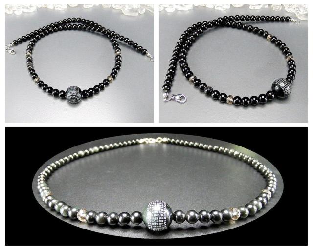 心経彫り銀文字オブシディアン14mm6mm茶水晶ボタン天然石ネックレス < 女性アクセサリー/時計  心経彫り銀文字オブシディアン14mm6mm茶水晶ボタン天然石ネックレス < 女性アクセサリー/時計の