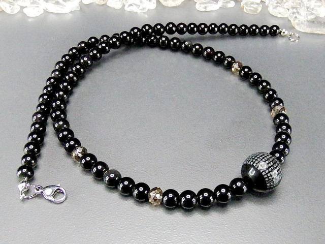 心経彫り銀文字オブシディアン14mm6mm茶水晶ボタン天然石ネックレス < 女性アクセサリー/時計  心経彫り銀文字オブシディアン14mm6mm茶水晶ボタン天然石ネックレス < 女性アクセサリー/時計の