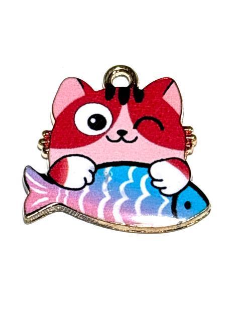 772 魚を持った猫ちゃん 1個 ねこ ネコ アクセサリーチャーム 金属パーツ < ペット/手芸/園芸 772 魚を持った猫ちゃん 1個 ねこ ネコ アクセサリーチャーム 金属パーツ < ペット/手芸/園芸の