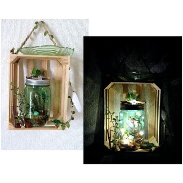 グリーンプラボトル LEDライト★ガラス 小物入れ 壁飾り < ペット/手芸/園芸  グリーンプラボトル LEDライト★ガラス 小物入れ 壁飾り  < ペット/手芸/園芸の