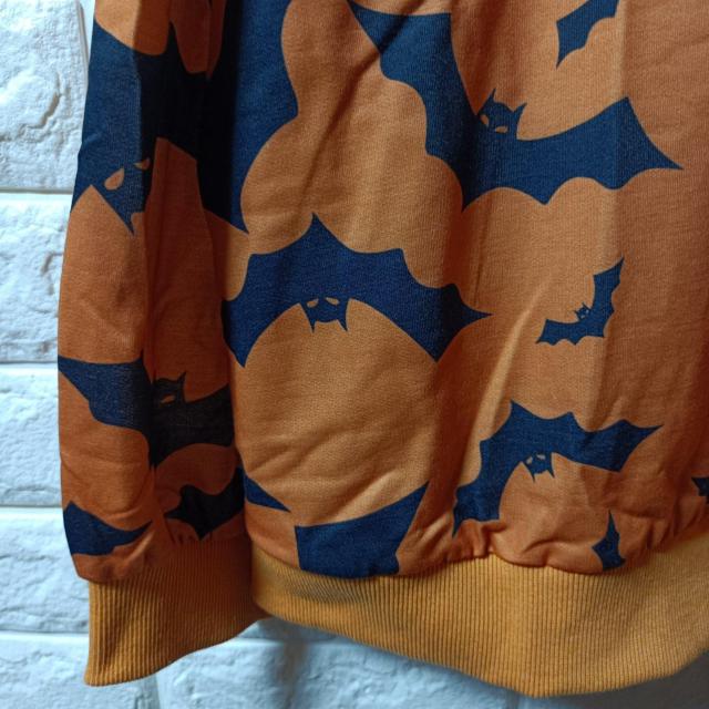 新品★コウモリ柄★ドロップショルダー薄手スウェット/L < 女性ファッション  新品★コウモリ柄★ドロップショルダー薄手スウェット/L < 女性ファッションの