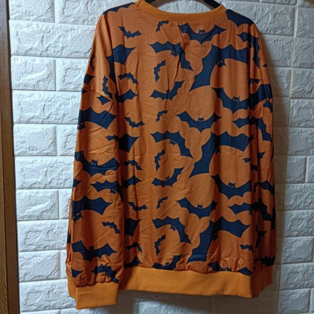 新品★コウモリ柄★ドロップショルダー薄手スウェット/L < 女性ファッション  新品★コウモリ柄★ドロップショルダー薄手スウェット/L < 女性ファッションの