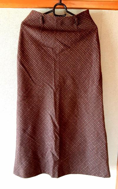 スカート ロングスカート タイトスカート 日本製 M 裏地付き 秋 冬 ブラウン 茶色 チェック レディース 洋服 服 < 女性ファッション  スカート ロングスカート タイトスカート 日本製 M 裏地付き 秋 冬 ブラウン 茶色 チェック レディース 洋服 服  < 女性ファッションの