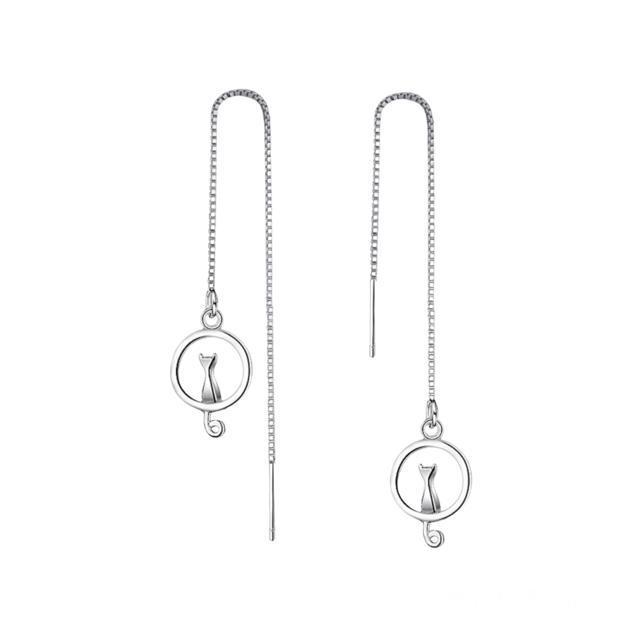 ネコ チェーンピアス シルバー【両耳セット】 < 女性アクセサリー/時計  ネコ チェーンピアス シルバー【両耳セット】  < 女性アクセサリー/時計の