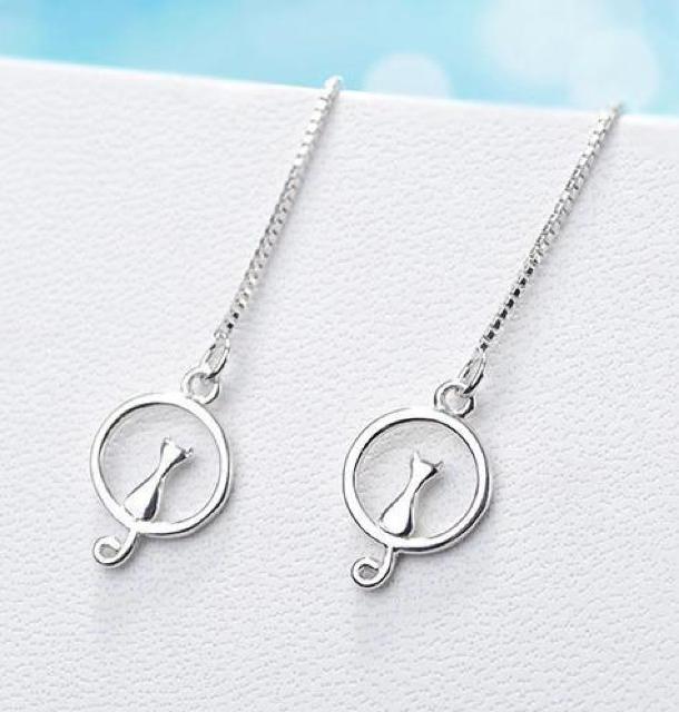 ネコ チェーンピアス シルバー【両耳セット】 < 女性アクセサリー/時計  ネコ チェーンピアス シルバー【両耳セット】 < 女性アクセサリー/時計の